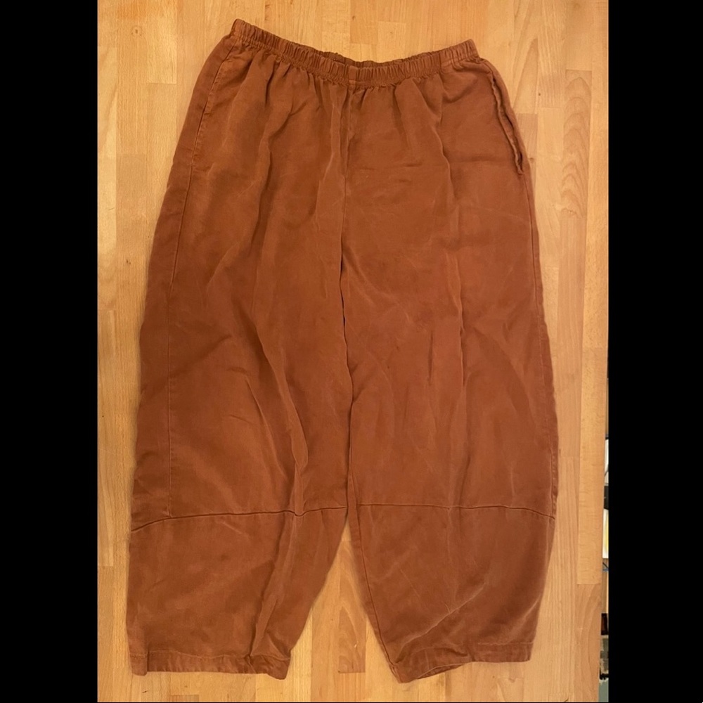 Cut Loose Medium Rust Brown Tencel Wide Barrel Pants